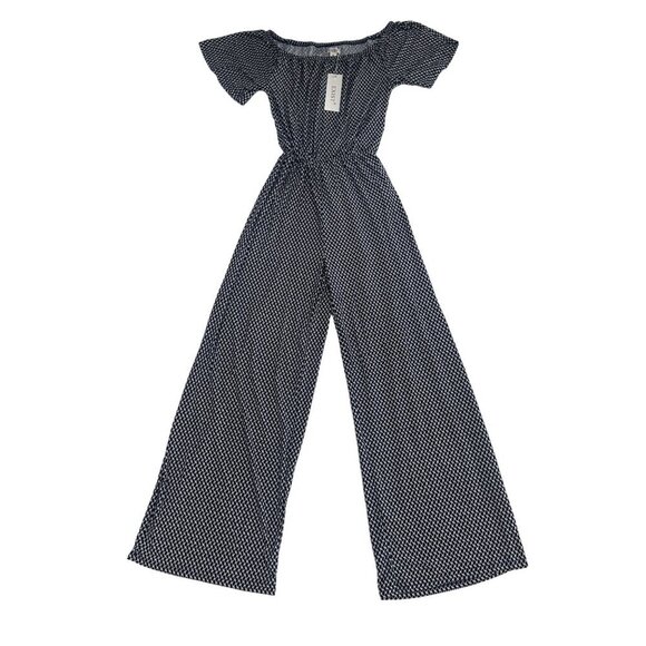 NWT Exist Navy Blue and White Geometric‎ Jumpsuit Size Medium - Picture 1 of 8